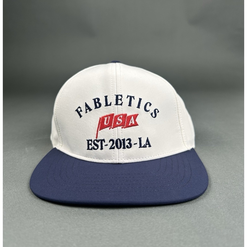 Fabletics Limited‎ Edition USA Flag Bone White Navy SnapBack Trucker Hat NWT